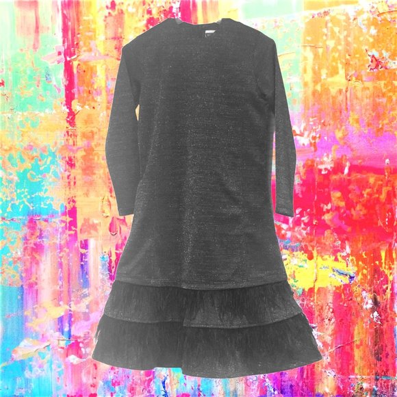 Roberta Di Roma Black with Silver Thread Feathers Embellished Dress NEW Size S - Picture 1 of 5